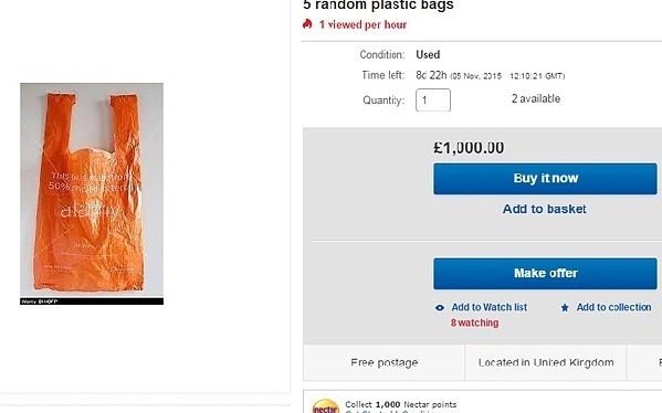英新規(guī)引發(fā)“血案”，eBay驚現(xiàn)1000英鎊塑料袋