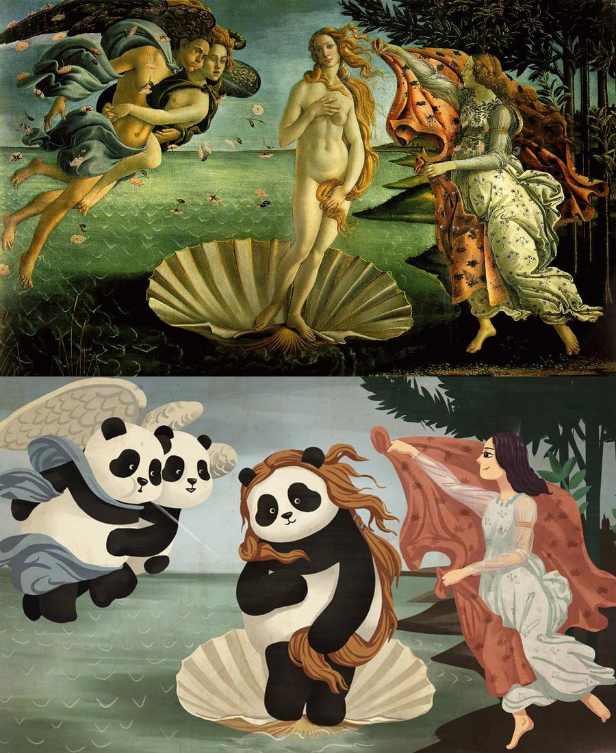 當(dāng)熊貓“滾滾”遇上中外名畫（組圖）