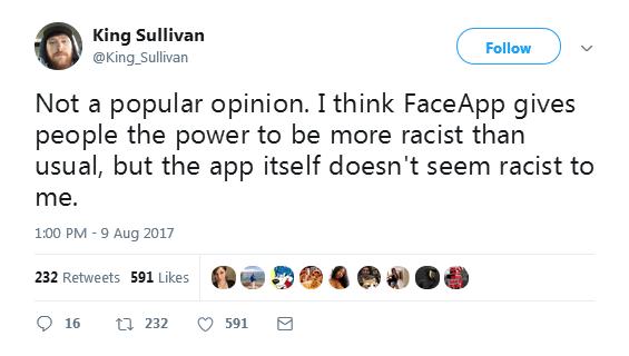 “洗白風(fēng)波”剛平息 外國版美圖秀秀FaceApp又被指種族歧視