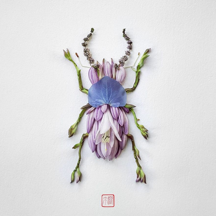 你怕蟲子嗎？來看看這些用花瓣做成的蟲子（組圖）