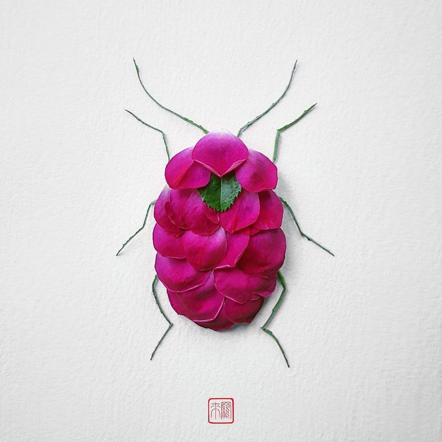 你怕蟲(chóng)子嗎？來(lái)看看這些用花瓣做成的蟲(chóng)子（組圖）